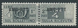 1949-53 TRIESTE A PACCHI POSTALI 4 LIRE MNH ** - ED110-2 - Colis Postaux/concession