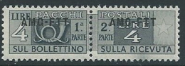 1949-53 TRIESTE A PACCHI POSTALI 4 LIRE MNH ** - ED110-9 - Postpaketen/concessie