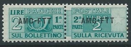 1949-53 TRIESTE A PACCHI POSTALI 2 LIRE MNH ** - ED111-8 - Paketmarken/Konzessionen