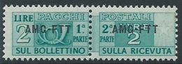 1949-53 TRIESTE A PACCHI POSTALI 2 LIRE MNH ** - ED112 - Postal And Consigned Parcels