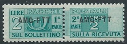 1949-53 TRIESTE A PACCHI POSTALI 2 LIRE MNH ** - ED112-2 - Postpaketen/concessie