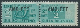 1949-53 TRIESTE A PACCHI POSTALI 2 LIRE MNH ** - ED112-3 - Paketmarken/Konzessionen