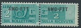 1949-53 TRIESTE A PACCHI POSTALI 2 LIRE MNH ** - ED112-5 - Postpaketen/concessie