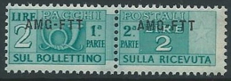 1949-53 TRIESTE A PACCHI POSTALI 2 LIRE MNH ** - ED112-6 - Colis Postaux/concession