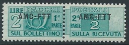 1949-53 TRIESTE A PACCHI POSTALI 2 LIRE MNH ** - ED113 - Colis Postaux/concession