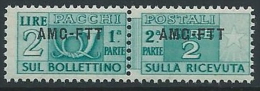 1949-53 TRIESTE A PACCHI POSTALI 2 LIRE MNH ** - ED113-2 - Colis Postaux/concession