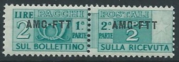 1949-53 TRIESTE A PACCHI POSTALI 2 LIRE MNH ** - ED113-8 - Paketmarken/Konzessionen