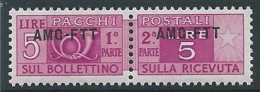 1949-53 TRIESTE A PACCHI POSTALI 5 LIRE MNH ** - ED114-2 - Colis Postaux/concession