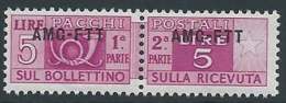 1949-53 TRIESTE A PACCHI POSTALI 5 LIRE MNH ** - ED114-7 - Pacchi Postali/in Concessione