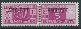 1949-53 TRIESTE A PACCHI POSTALI 5 LIRE MNH ** - ED115-3 - Postal And Consigned Parcels