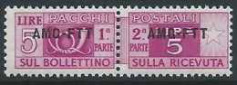 1949-53 TRIESTE A PACCHI POSTALI 5 LIRE MNH ** - ED115-6 - Postal And Consigned Parcels