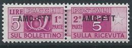 1949-53 TRIESTE A PACCHI POSTALI 5 LIRE MNH ** - ED115-7 - Paketmarken/Konzessionen