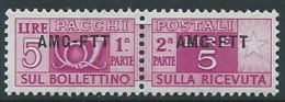 1949-53 TRIESTE A PACCHI POSTALI 5 LIRE MNH ** - ED116 - Colis Postaux/concession