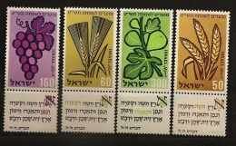 Israël Israel 1958 N° 141 / 4 Avec Tab ** Nouvel An, Productions, Céréale, Blé, Orge, Raisin, Figues, Fruit, Vin - Ongebruikt (met Tabs)