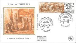 Enveloppe FDC Soie - Nicolas Poussin - Moise Et Les Filles De Jethro - Les Andelys - 1994 - 1990-1999