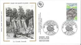 Enveloppe FDC Soie - Le Parc De Saint Cloud - La Grande Cascade - Saint Cloud - 1994 - 1990-1999