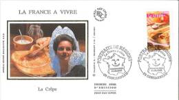 Enveloppe FDC Soie - La France à Vivre - La Crêpe - Concarneau - 2003 - 2000-2009