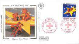 Enveloppe FDC Soie - Croix Rouge 1997 - Fêtes De Fin D'année - Paris - 1997 - 1990-1999