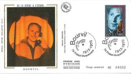 Enveloppe FDC Soie - De La Scène à L'écran - Bourvil - Prétot Vicquemare - 1994 - 1990-1999