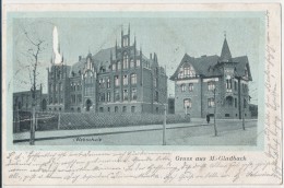 ALLEMAGNE GRUSS AUS MONCHENGLADBACH WELSCHULE VOYAGEE 1906 ETAT MAUVAIS VOIR 2 SCANS - Mönchengladbach