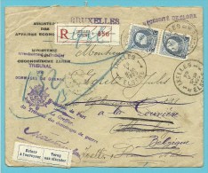 213 Op Brief (portvrije / Franchise De Port) Aangetekend Met Stempel IXELLES Naar MAUBEUGE (France) , Strookje RETOUR .. - 1921-1925 Kleine Montenez