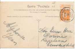 1913? Zichtkaart(Ostende-Le Chalet Royal) Met PZ108(strookje!) Van Ostende Naar Teuven Vertrekstempel  Zie Scan(s) - Cartas & Documentos
