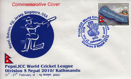 PEPSI ICC CRICKET World League COMMEMORATIVE Cover NEPAL 2010 - Cricket