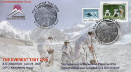 First CRICKET On EVEREST Commemorative COVER 2009 NEPAL - Cricket