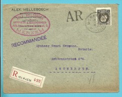214 Op Brief Aangetekend Met AR  Met Stempel MERXEM (Rare) !!!! - 1921-1925 Kleine Montenez