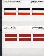 2x3 In Farbe Flaggen-Sticker Lettland+3.Reich 7€ Kennzeichnung Von Alben Karten Sammlung LINDNER 653+628 Latvija Germany - GPS/Avionique