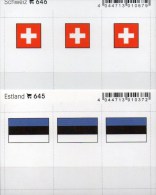 2x3 In Farbe Flaggen-Sticker Schweiz+Estland 7€ Kennzeichnung Alben Karten Sammlung LINDNER 646+645 Flags Eesti Helvetia - Kataloge