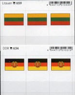 2x3 In Farbe Flaggen-Sticker DDR+Litauen 7€ Kennzeichnung Alben Karten Sammlungen LINDNER 634+659 Flag Germany Lithuiana - Eisenbahnverkehr