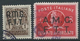 1947 TRIESTE A USATO RECAPITO AUTORIZZATO 2 VALORI - ED141-4 - Express Mail