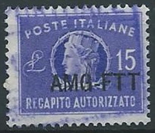 1949-52 TRIESTE A USATO RECAPITO AUTORIZZATO 15 LIRE - ED142-3 - Exprespost