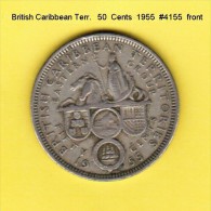 BRITISH CARIBBEAN TERRITORIES    50  CENTS  1955  (KM # 7) - Territoires Britanniques Des Caraïbes