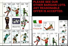 CUBA 1990 ITALIA SOCCER/FOOTBALL WORLD CUP + S/S + M/S MNH - Otros & Sin Clasificación