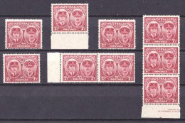 Australia 1945 Duke Of Gloucester 21/2d Study Group: MNH, MH, CTO, Perf VG MNH, MH Pair, MNH Part Imprint Strip Of 3 - Ungebraucht