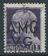 1945-47 TRIESTE AMG VG USATO LUOGOTENENZA 1 LIRA - ED176-2 - Afgestempeld