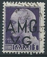 1945-47 TRIESTE AMG VG USATO LUOGOTENENZA 1 LIRA - ED177 - Afgestempeld