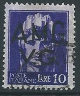 1945-47 TRIESTE AMG VG USATO LUOGOTENENZA 10 LIRE - ED177-4 - Afgestempeld