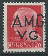 1945-47 TRIESTE AMG VG LUOGOT. 20 CENT NO FILIGRANA VARIETà MNH ** - ED180-2 - Mint/hinged