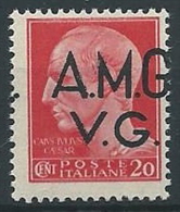 1945-47 TRIESTE AMG VG LUOGOT. 20 CENT NO FILIGRANA VARIETà MNH ** - ED180-5 - Mint/hinged