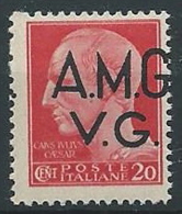 1945-47 TRIESTE AMG VG LUOGOT. 20 CENT NO FILIGRANA VARIETà MNH ** - ED180-6 - Ongebruikt