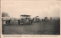 ! Aerodrome De Port Aviation, Doppeldecker A. Goupy, Farman, Flugzeuge, Flugplatz, Airport - Vliegvelden