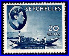 SEYCHELLES 1938 KGVI 20c FISHING CANOE SC#135//SG#140 MH HR CV£42 (DO565) - Seychelles (...-1976)