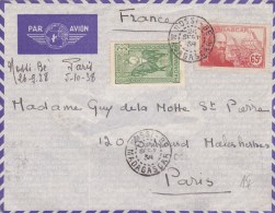 MADAGASCAR - 1938 - 3F GALLIENI Sur ENVELOPPE Par AVION De NOSSI-BE Pour PARIS - Lettres & Documents