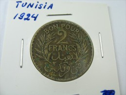 TUNISIA TUNISIE 2  FRANC 1924   LOT 18 NUM  14 - Tunesië