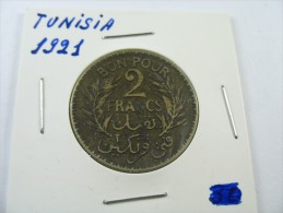 TUNISIA TUNISIE 2  FRANC 1921   LOT 18 NUM  16 - Tunisia