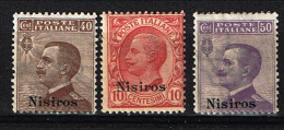 Colonie Italiane -Isole Dell'EGEO - Nisiro - Sass. 3,6,7 - NUOVI (*) - Egée (Nisiro)