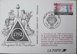 CARTE POSTALE - L'An Premier De Le République - Paris Le 26.9.1992 - Très Bon état - Pseudo-entiers Officiels